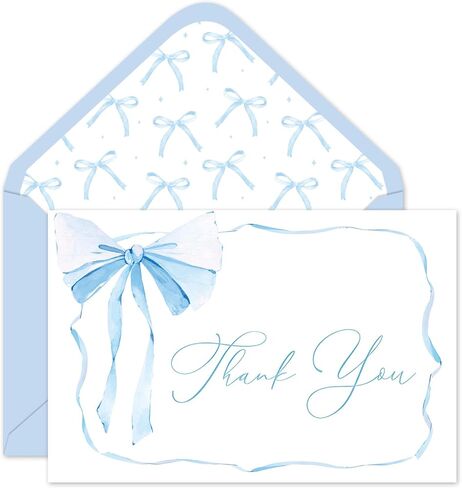 Whaline 24 Pack Pink Bow Thank You Cards Coquette Bow Greeting Cards with Envelopes Stickers Blank Note Card for Wedding Bridal Baby Shower Birthday, 4 x 6 Inch in Saudi Arabia