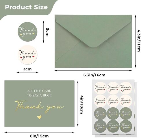 36 Pack Thank You Cards, 4x6 Inch Thank You Cards with Envelopes & Stickers, Blank Note Card Greeting Card for Birthday, Wedding, Baby Shower, Graduation, Teachers' Day, Mother's Day in Kuwait