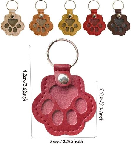 5 Pcs Pet Paw Shaped Leather Hair Storeage Collector Memorial Keychain,Dog and Cat Memorial Gift Keyring,Handmade Key Holder for Collecting Cat and Dog Hair in Kuwait