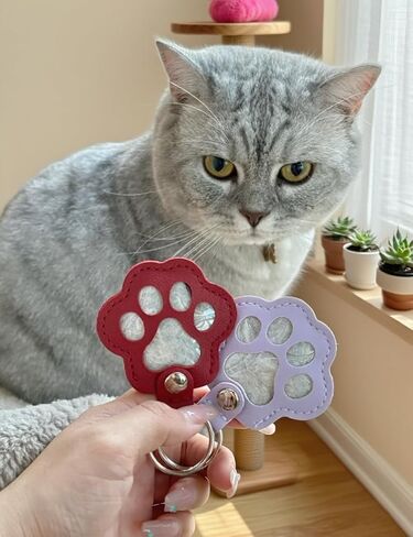 5 Pcs Pet Paw Shaped Leather Hair Storeage Collector Memorial Keychain,Dog and Cat Memorial Gift Keyring,Handmade Key Holder for Collecting Cat and Dog Hair in Kuwait