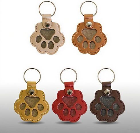 5 Pcs Pet Paw Shaped Leather Hair Storeage Collector Memorial Keychain,Dog and Cat Memorial Gift Keyring,Handmade Key Holder for Collecting Cat and Dog Hair in Kuwait