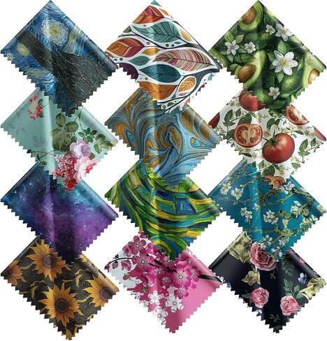 Pattern Printed Soft Microfiber Cleaning Cloths 12 Pieces for Eyeglasses, Camera Kens, Cell Phones, CD, DVD, Computers, Tablets, Laptops, Telescope, LCD Screens and Other Delicate Surfaces Cleaner in Kuwait