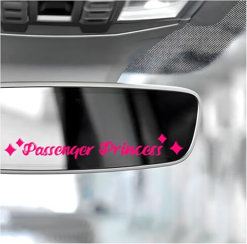 5 PCS Passenger Princess Stickers, Funny Car Decor Cute Passenger Princess Vanity Mirror Decal, Reflective Rearview Mirror Lettter Decals for Auto Window Makeup (Silver) in Kuwait