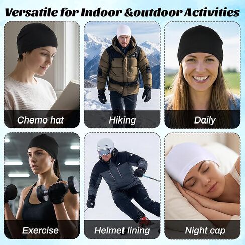 2-Pack Quick-Dry Skull Caps for Men, Breathable Cycling Beanie & Sleeping Hat, Helmet Liner, Lightweight Sport Headwear Black, White in Saudi Arabia