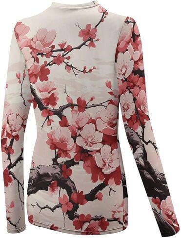 Women's Long Sleeve Sun Shirt Japanese Floral Cherry Blossom Sun Protection Workout Tops Lightweight Gym Hiking Shirts in Saudi Arabia