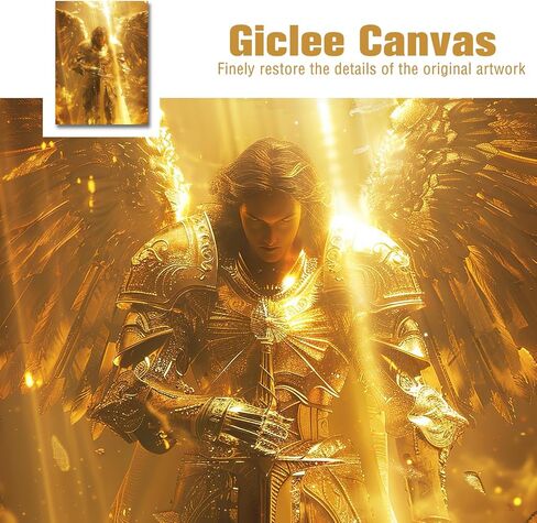 vandlife قصص الكتاب المقدس قماش جدار الفن السماوي الجارديان رئيس الملائكة مايكل يرتدي اللوحة الذهبية درع مؤطرة يطبع الهدوء الديني لديكور المنزل والمكتب 12x16in in Kuwait
