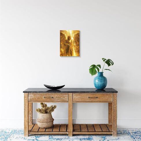 vandlife قصص الكتاب المقدس قماش جدار الفن السماوي الجارديان رئيس الملائكة مايكل يرتدي اللوحة الذهبية درع مؤطرة يطبع الهدوء الديني لديكور المنزل والمكتب 12x16in in Kuwait