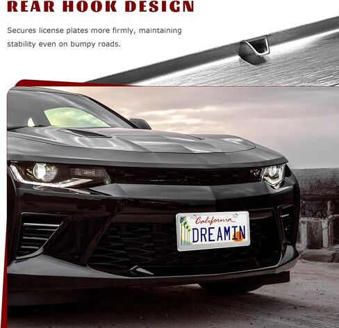 2 PCS License Plate Frames, 2 Holes Rust-Proof License Plate Holder with Screws Kit, Stainless Steel Front Rear Tag Cover for Most Vehicles, Universal Car Accessories in Kuwait