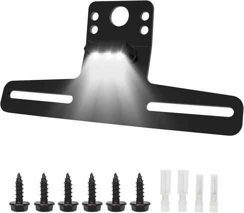 حامل لوحة ترخيص UTV مع ضوء، حامل إطار لوحة ترخيص من الألومنيوم العالمي لعربة الجولف RV شاحنة الثلج مقطورة قارب SxS متوافق مع Polaris RZR Ranger Can-Am Maverick X3 in Kuwait