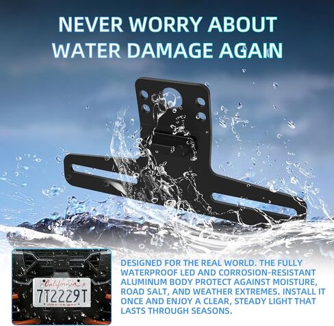 حامل لوحة ترخيص UTV مع ضوء، حامل إطار لوحة ترخيص من الألومنيوم العالمي لعربة الجولف RV شاحنة الثلج مقطورة قارب SxS متوافق مع Polaris RZR Ranger Can-Am Maverick X3 in Kuwait