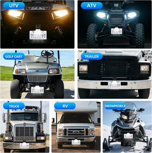 حامل لوحة ترخيص UTV مع ضوء، حامل إطار لوحة ترخيص من الألومنيوم العالمي لعربة الجولف RV شاحنة الثلج مقطورة قارب SxS متوافق مع Polaris RZR Ranger Can-Am Maverick X3 in Kuwait