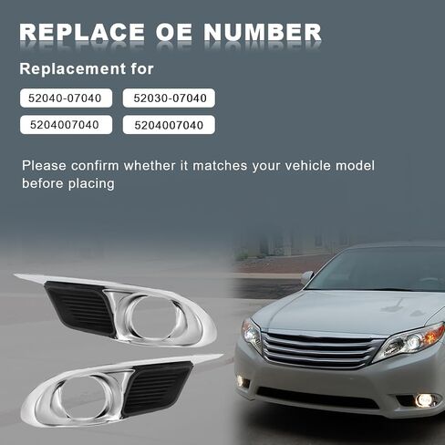 غطاء مصباح الضباب الأمامي JDMON متوافق مع Toyota Avalon 3.5L V6 2011 2012 استبدال 52040-07040 52030-07040 يسار ويمين (2 قطعة) in Saudi Arabia