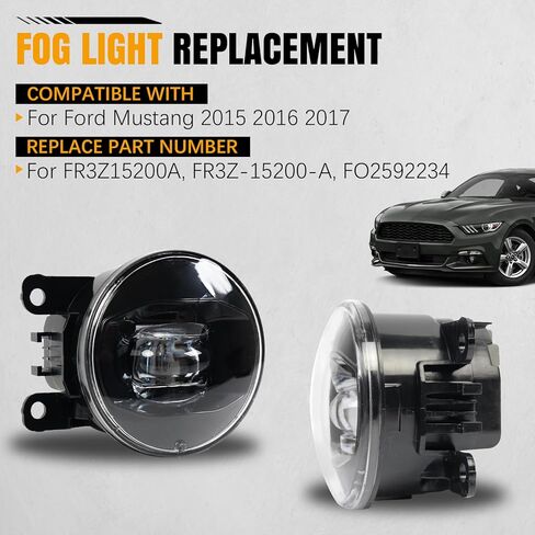 مصباح ضباب LED مناسب لسيارة Ford Mustang 2015 2016 2017، مجموعة مصابيح الضباب الأمامية للقيادة، استبدال FR3Z15200A، FR3Z-15200-A، FO2592234 in Saudi Arabia