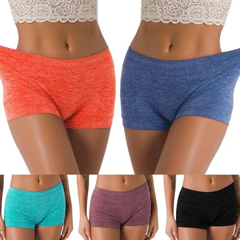 LALESTE Womens Seamless Underwear Boyshort Ladies Panties Spandex Panty Workout Boxer briefs 5-Pack in Kuwait