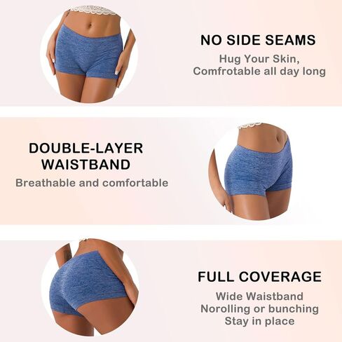 LALESTE Womens Seamless Underwear Boyshort Ladies Panties Spandex Panty Workout Boxer briefs 5-Pack in Kuwait