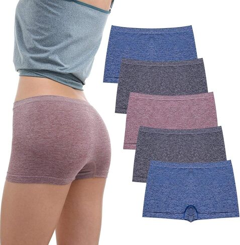 LALESTE Womens Seamless Underwear Boyshort Ladies Panties Spandex Panty Workout Boxer briefs 5-Pack in Kuwait