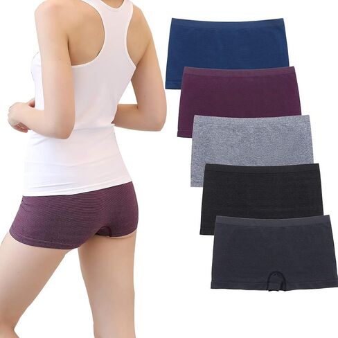 LALESTE Womens Seamless Underwear Boyshort Ladies Panties Spandex Panty Workout Boxer briefs 5-Pack in Kuwait