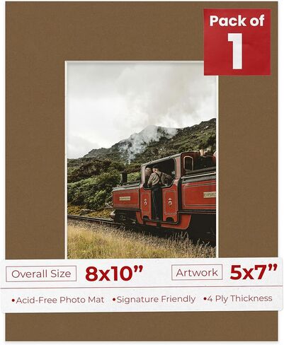 Poster Palooza 8x10 Mat Bevel Cut for 5x7 Photos - Acid Free Fresh Linen Canvas Precut Matboard - For Pictures, Photos, Framing - 4-ply Thickness in Saudi Arabia