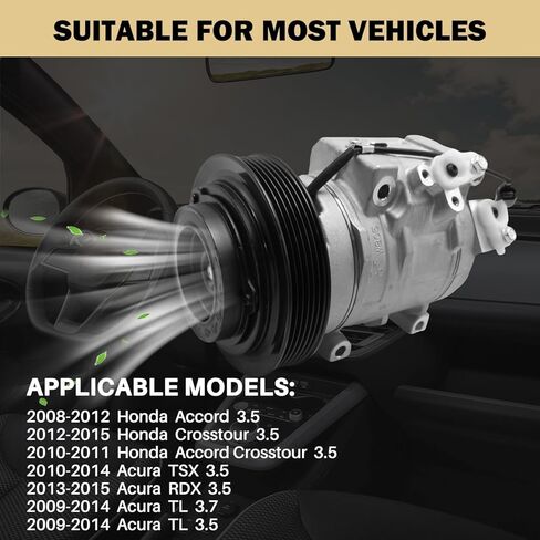 ضاغط مكيف الهواء مناسب لسيارة Honda Accord 2008-2012 3.5L, TSX 2010-2014, TL 2009-2014, RDX 2013-2015, Crosstour 2012-2015 3.5L, CO 29030C,158335, 157335 in Saudi Arabia
