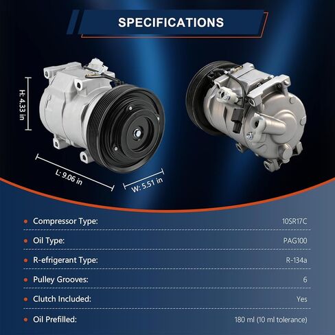 ضاغط تكييف الهواء CO-10840C متوافق مع Acura MDX 2007-2013 3.7L (Sport Utility)، ZDX 2010-2013 3.7L؛ متوافق مع هوندا أوديسي 2008-2017 3.5 لتر بديل #38810RGLA02 in Kuwait