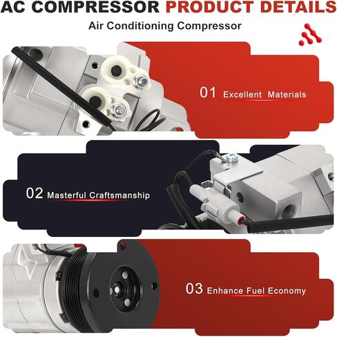 AC Compressor for Lexus GX470 & Toyota 4Runner/Sequoia/Tundra 4.7L V8 (2001-2009) | OE Replaces 88320-6A111,97328 | Air Conditioning A/C Compressor & Component Kit | Restores Powerful Cooling in Kuwait