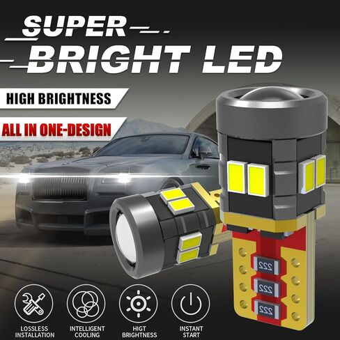 194 لمبة إضاءة لوحة ترخيص LED 400% سطوع عالي T10 168 2825 W5W لمبات لباب خريطة القبة للسيارة الداخلية 6000K أبيض، حزمة من 2 in Kuwait
