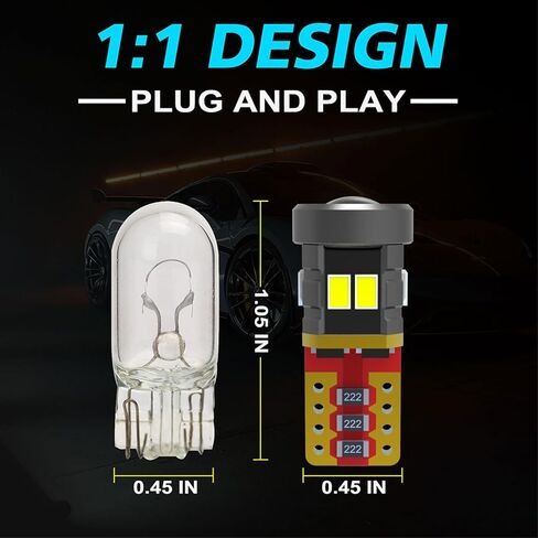 194 لمبة إضاءة لوحة ترخيص LED 400% سطوع عالي T10 168 2825 W5W لمبات لباب خريطة القبة للسيارة الداخلية 6000K أبيض، حزمة من 2 in Kuwait