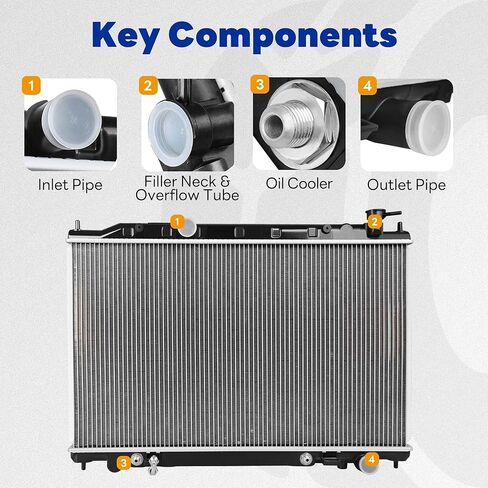 مشعاع متوافق مع 2003-2007 Murano S SE SL 3.5L V6 AT، استبدال قلب الألومنيوم # 21460CC00A مع مبرد زيت ناقل الحركة in Kuwait