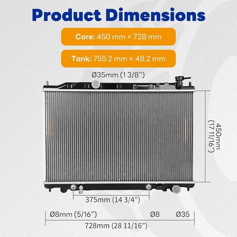 مشعاع متوافق مع 2003-2007 Murano S SE SL 3.5L V6 AT، استبدال قلب الألومنيوم # 21460CC00A مع مبرد زيت ناقل الحركة in Kuwait