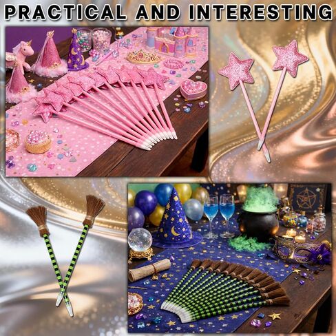 20 Pack Wicked Party Favors,10 Princess Wand Pink and 10 Witch Broom Green Stripes Pens,Wicked Birthday Party Decorations,Wicked Themed Party Favors in Saudi Arabia
