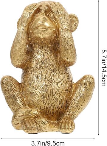 HANABASS Delicate Resin Monkey Figurine Ornament Home Desktop Decor Small Lightweight Sculpture 5.70X4.13X3.74 Inch for Living Room Office Accent in Saudi Arabia
