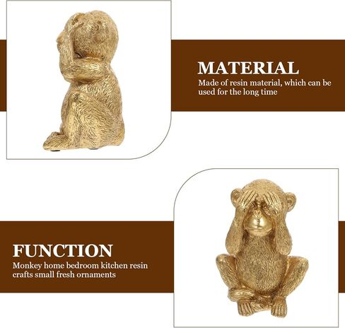 HANABASS Delicate Resin Monkey Figurine Ornament Home Desktop Decor Small Lightweight Sculpture 5.70X4.13X3.74 Inch for Living Room Office Accent in Saudi Arabia