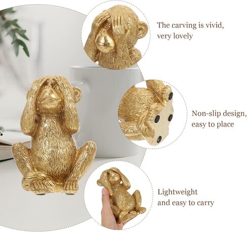 HANABASS Delicate Resin Monkey Figurine Ornament Home Desktop Decor Small Lightweight Sculpture 5.70X4.13X3.74 Inch for Living Room Office Accent in Saudi Arabia