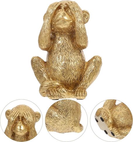 HANABASS Delicate Resin Monkey Figurine Ornament Home Desktop Decor Small Lightweight Sculpture 5.70X4.13X3.74 Inch for Living Room Office Accent in Saudi Arabia