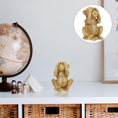 HANABASS Delicate Resin Monkey Figurine Ornament Home Desktop Decor Small Lightweight Sculpture 5.70X4.13X3.74 Inch for Living Room Office Accent in Saudi Arabia
