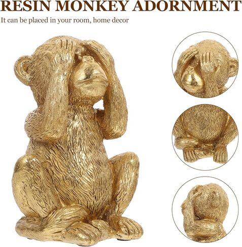 HANABASS Delicate Resin Monkey Figurine Ornament Home Desktop Decor Small Lightweight Sculpture 5.70X4.13X3.74 Inch for Living Room Office Accent in Saudi Arabia