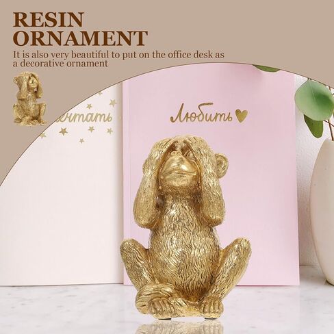 HANABASS Delicate Resin Monkey Figurine Ornament Home Desktop Decor Small Lightweight Sculpture 5.70X4.13X3.74 Inch for Living Room Office Accent in Saudi Arabia