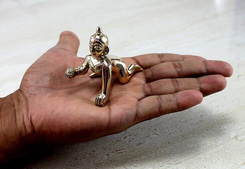 StonKraft Brass Krishna Laddoo Gopal Kanha Makhan Chor Statue Idol Murti Sculpture (Small Size) in Kuwait
