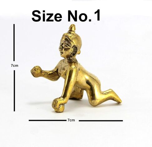 StonKraft Brass Krishna Laddoo Gopal Kanha Makhan Chor Statue Idol Murti Sculpture (Small Size) in Kuwait