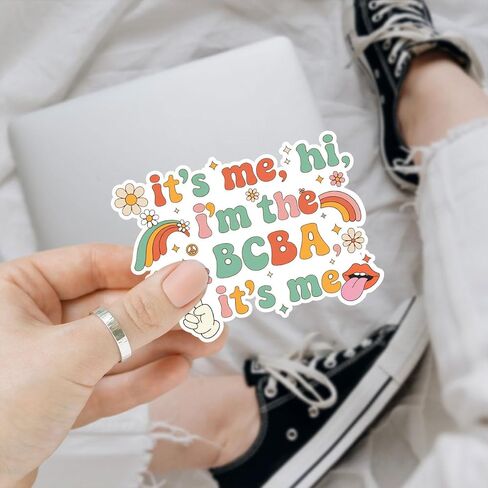 (3psc) It's Me Hi I'm The BCBA It's Me Sticker, Behavior Analyst for ABA Therapist Technician RBT BCBA Stickers 3" for Laptop Water Bottle Car Phone Helmet Window Kindle Tumbler in Saudi Arabia