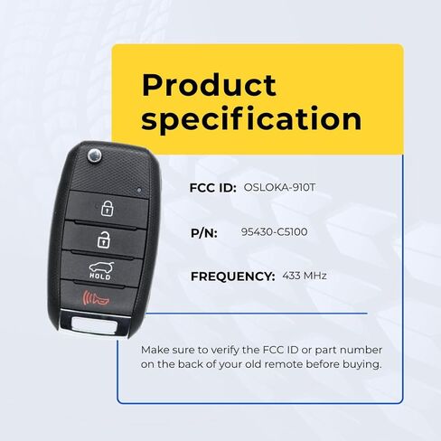 استبدال مفتاح الوجه عن بعد بدون مفتاح فوب لعام 2016 كيا سورينتو 4 أزرار FCC OSLOKA-910T رقم الجزء 95430-C5100 حزمة من 2 in Kuwait