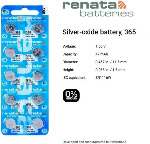 Renata 365 SR1116W Batteries - 1.55V Silver Oxide 365 Watch Battery (2 Count) in Saudi Arabia