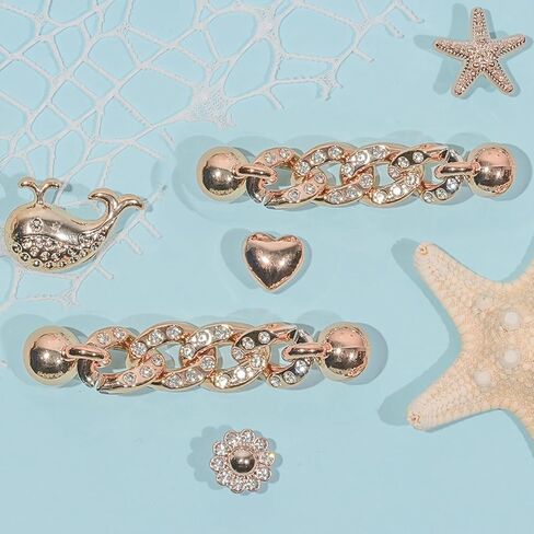 22Pcs Bling Shoe Charms Gold Dolphin Starfish Whale Ocean Shoe Accessories Bling Gold Shoe Chain for Women Luxury Jewelry Clog Shoe Decoration Charms for Party Favor Birthday Present in Kuwait