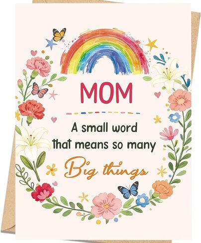 Elegant Floral Mother's Day Card for Mom, Happy Mothers Day Greeting Card Gift with Envelope, Printed Message Inside in Saudi Arabia