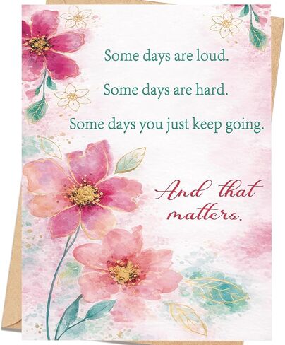 Elegant Floral Mother's Day Card for Mom, Happy Mothers Day Greeting Card Gift with Envelope, Printed Message Inside in Saudi Arabia