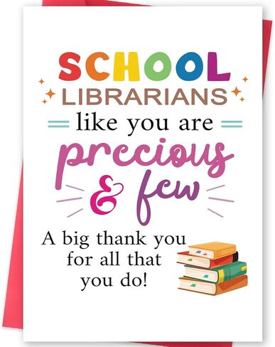 School Librarian Day Card, Thank You Card for School Librarian, Appreciation Greeting Card for Librarian with Envelope in Saudi Arabia