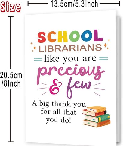 School Librarian Day Card, Thank You Card for School Librarian, Appreciation Greeting Card for Librarian with Envelope in Saudi Arabia