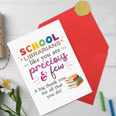 School Librarian Day Card, Thank You Card for School Librarian, Appreciation Greeting Card for Librarian with Envelope in Saudi Arabia