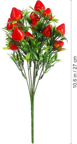 DOITOOL Artificial Strawberry Branches 9-Pack 10.5 Inch Faux Strawberry Stems with Flowers Realistic Fake Plants for Home Kitchen and Party Decoration in Saudi Arabia