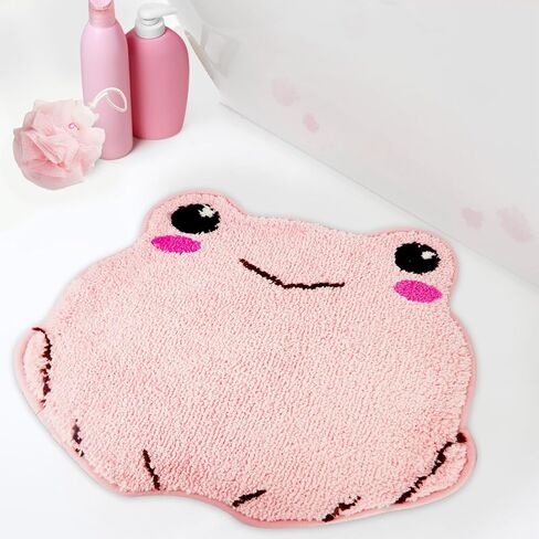 سجادة حمام، سجاد حمام على شكل ضفدع وردي ناعم، سجادة حمام ماصة غير قابلة للانزلاق للاستحمام والحوض والغرفة، يمكن غسلها في الغسالة (20 * 22 بوصة) in Kuwait